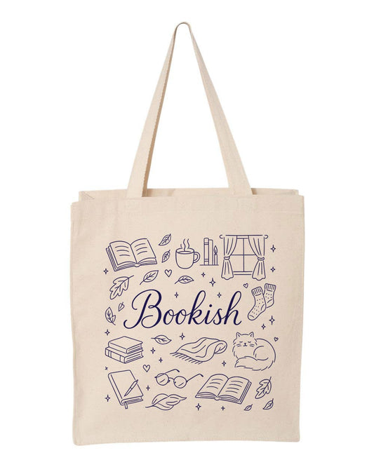 Preppy Bookish Canvas Tote Bag