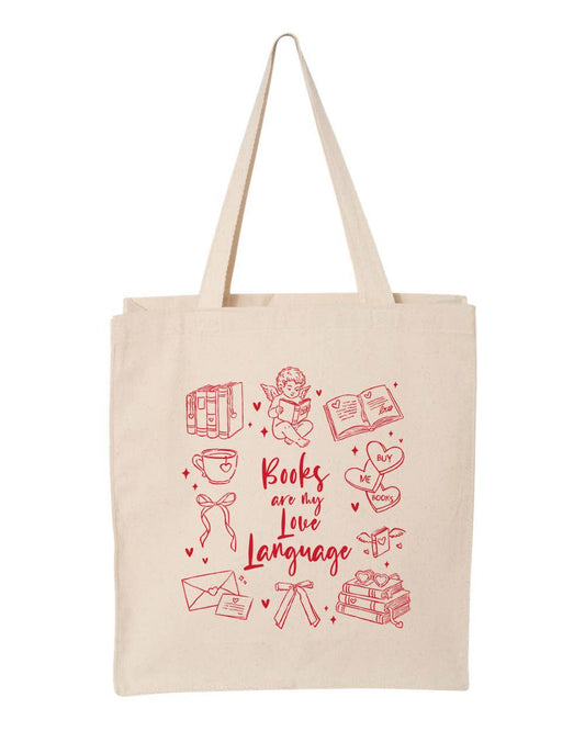 Books Love Language Book Lover Canvas Tote Bag