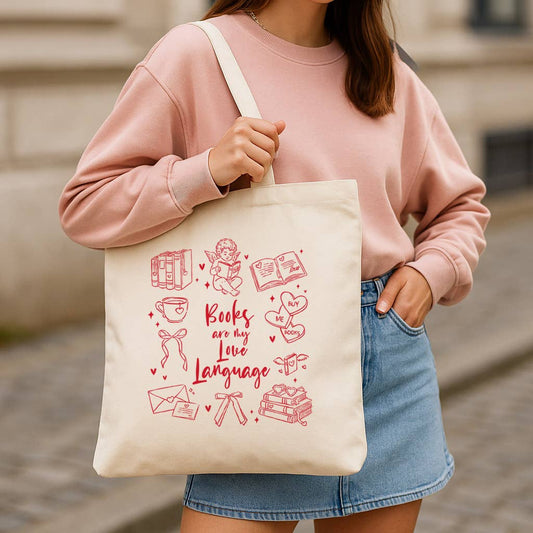 Books Love Language Book Lover Canvas Tote Bag