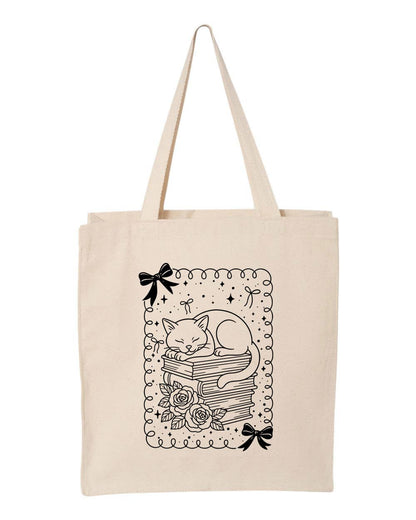 Cat Lover Book Canvas Tote Bag