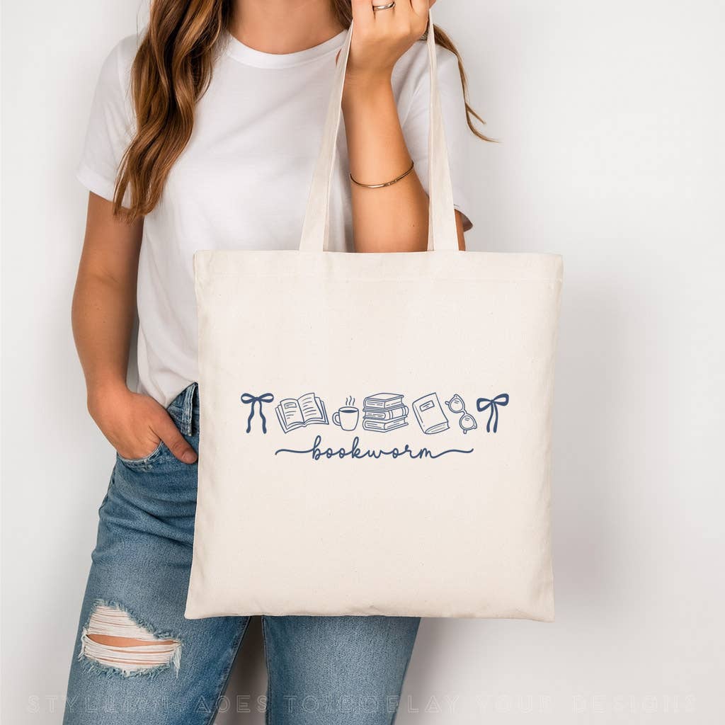 Bookworm Doodles Canvas Tote Bag