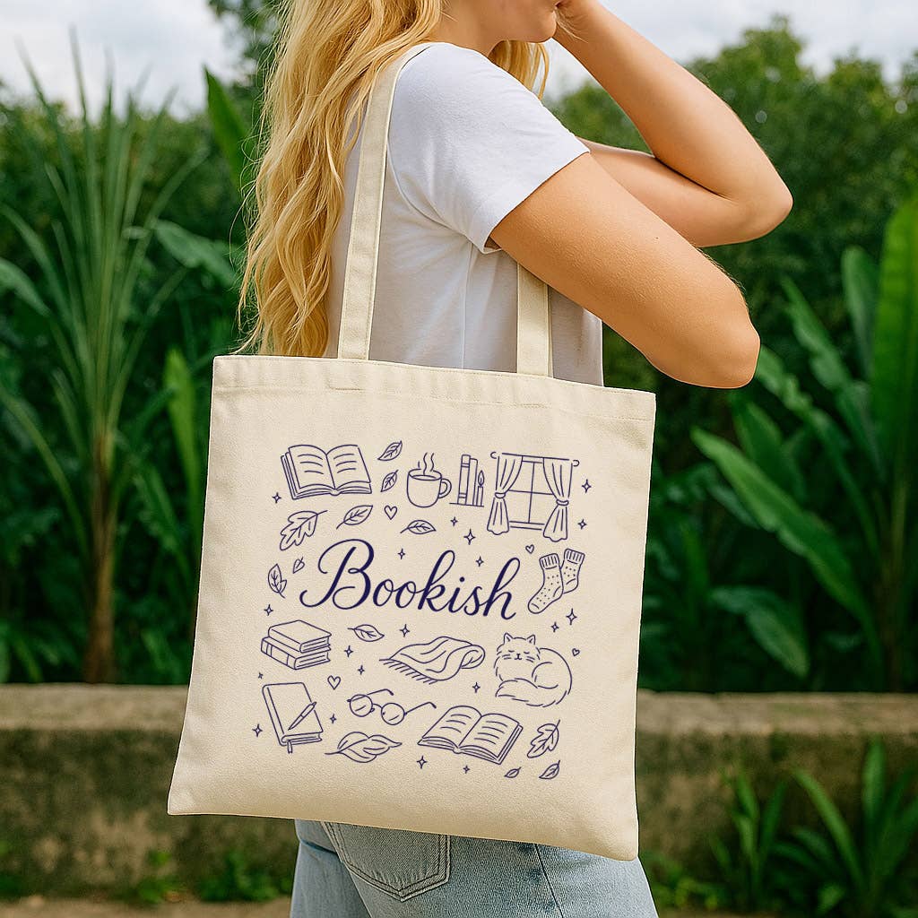 Preppy Bookish Canvas Tote Bag