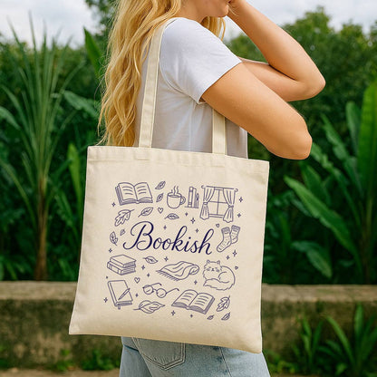 Preppy Bookish Canvas Tote Bag