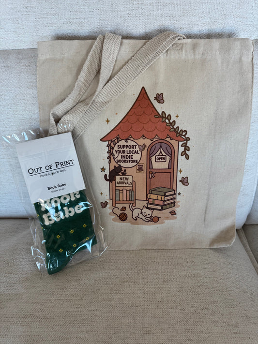 Indie Bookstore Day Tote #3: Support your Indie Bookstore Design (with choice of socks)