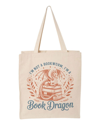 Book Dragon Book Lover Canvas Tote Bag