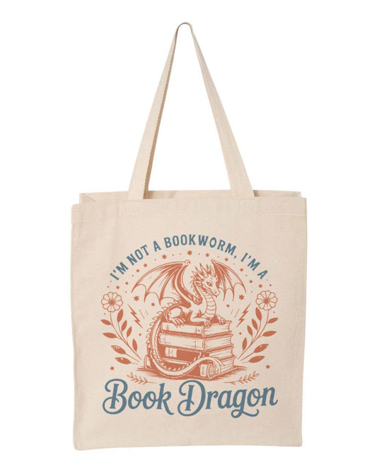 Book Dragon Book Lover Canvas Tote Bag