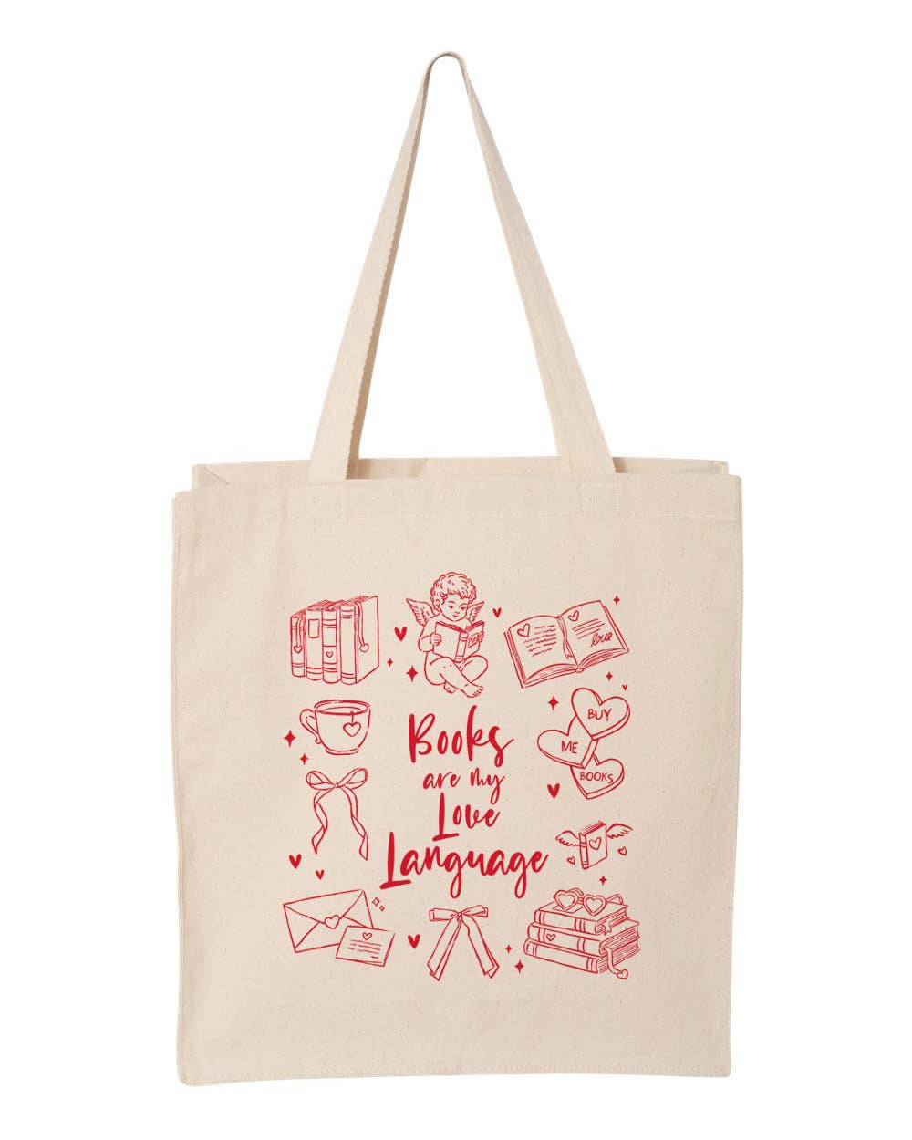 Books Love Language Book Lover Canvas Tote Bag